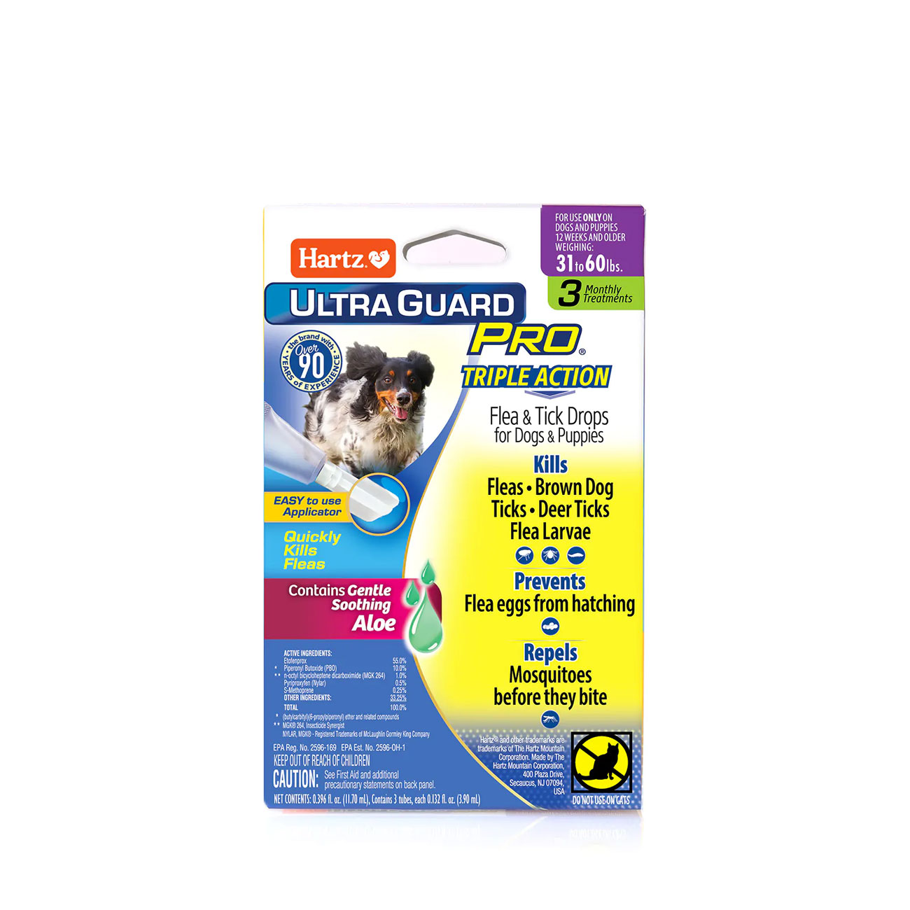 Hartz UltraGuard Pro Flea And Tick Treatment For Large Dogs 30-60lbs, 3  Monthly Treatments 