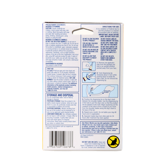 Hartz SKU#3270010878 Hartz UltraGuard Pro Flea and Tick Drops for dogs with ticks. Package with tube.