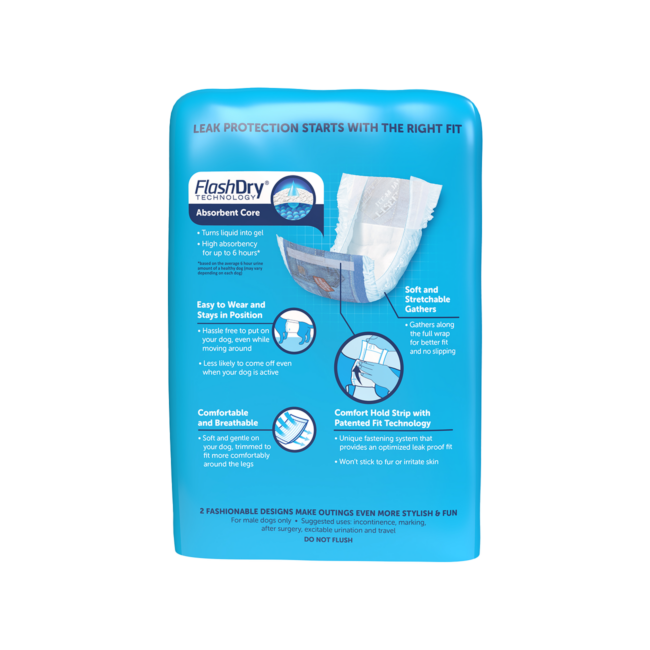 Hartz® Disposable Male Wraps with FlashDry® Gel Technology - 40ct