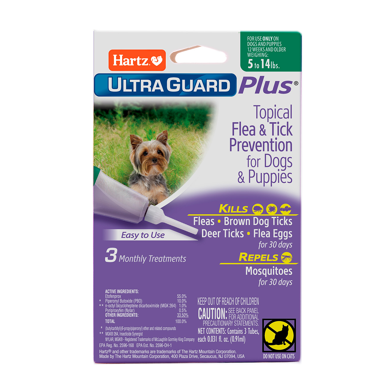 3270098206 Hartz UltraGuard Plus Topical Flea Tick Prevention For Dogs And Puppies 5 14lbs Front 