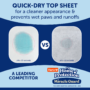 Quick-dry top sheet provides more leak protection.