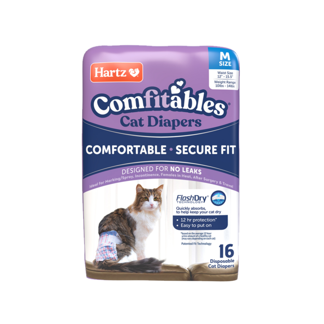 Hartz Comfitables Cat Diapers Size M, front of packaging