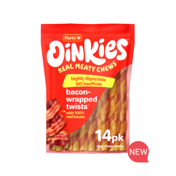 Hartz Oinkies Real Meaty Chews Bacon-Wrapped Twists – 14 pack